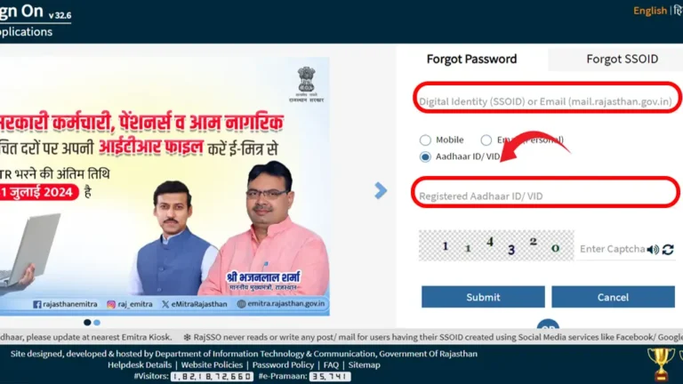 SSO Password forgot adhaar